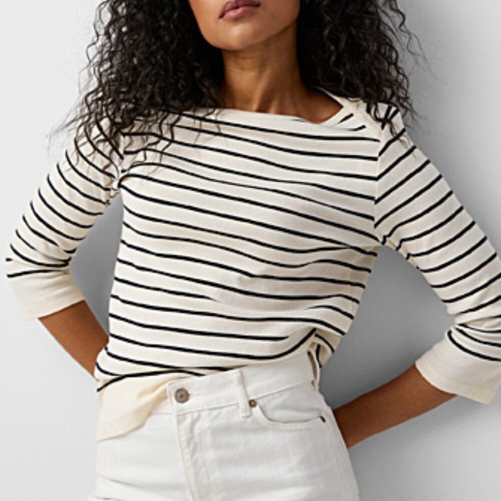 White and black striped bateau t-shirt XXL by Simons
